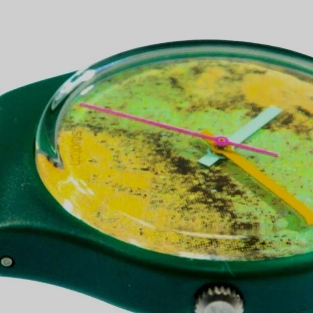 Vintage Swatch Quartz Watch‎ 1988 OLD BOND  GG102 Green Abstract New Wave Swiss